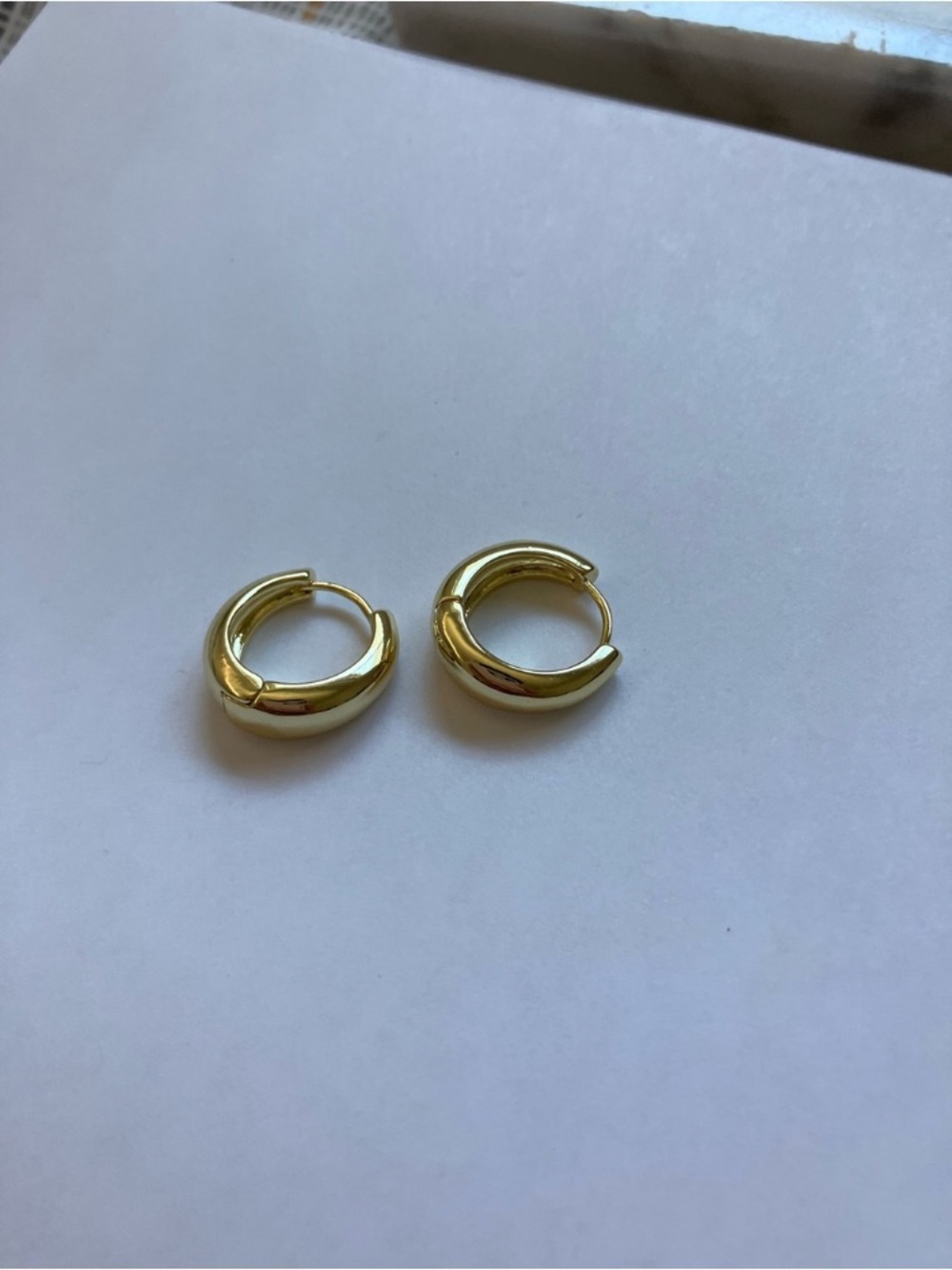 14k Gold Chunky Huggie Hoop Earrings - Picture 8 of 10